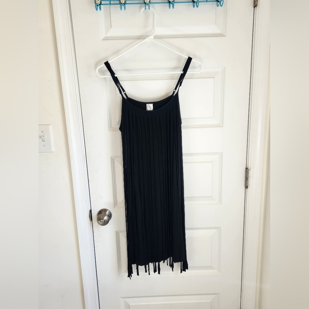 BAGLEY MISCHLA Black Knit Fringe Dress M Womens #B7